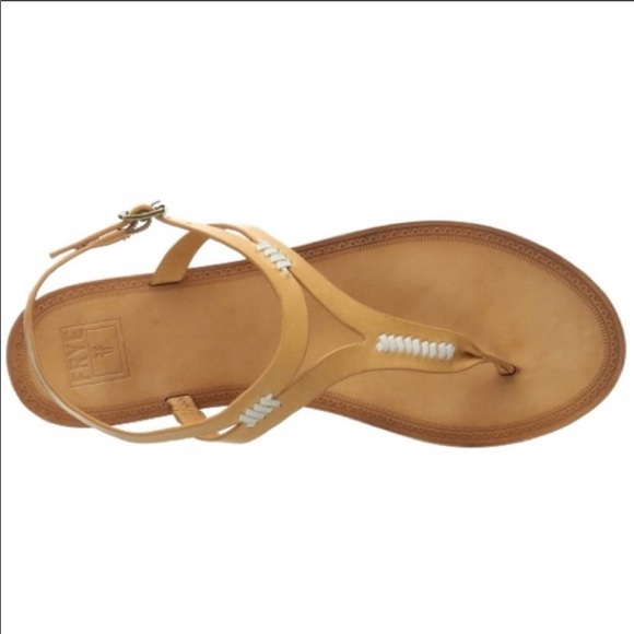 Frye Shoes - Frye Ruth Whipstitch Flat Brown Leather Sandal